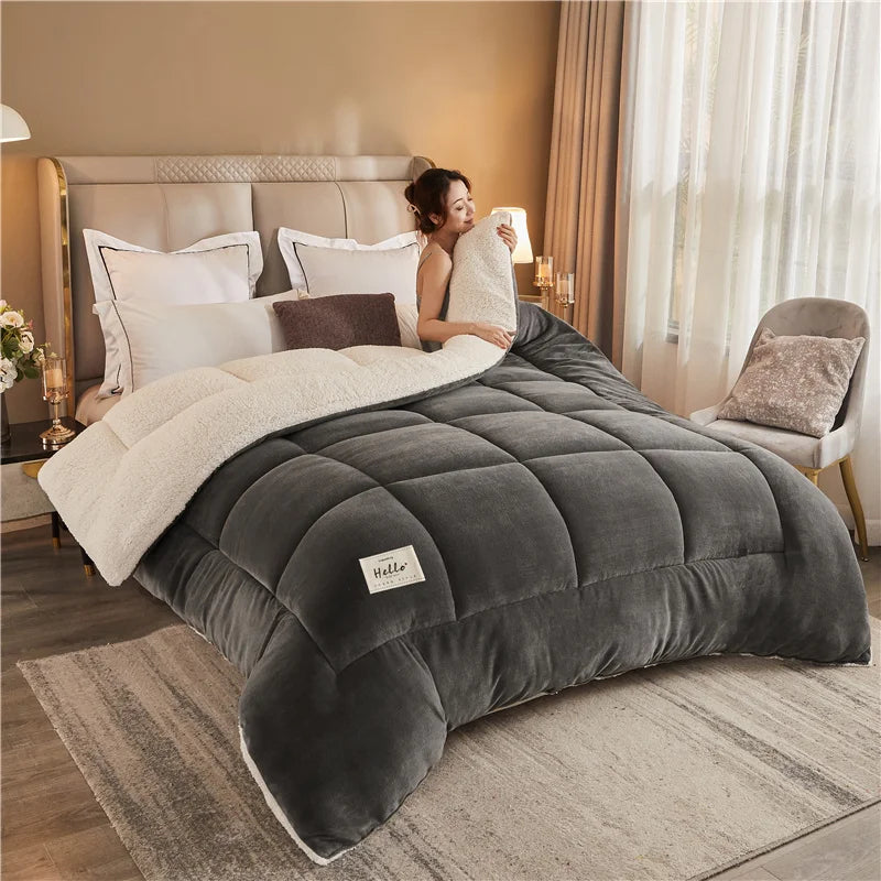 Thick weighted Milk Fleece Warm Blanket