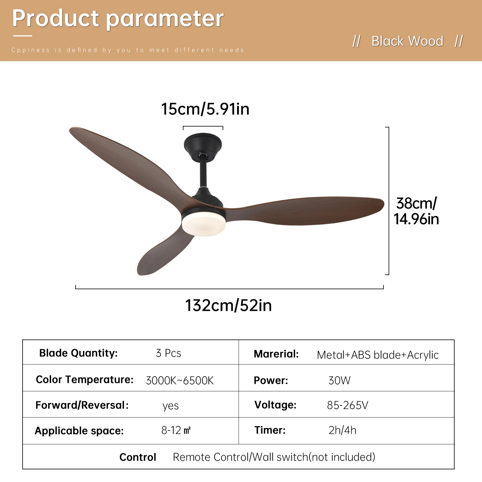Low Profile Ceiling Fan with remote control 25/42/52