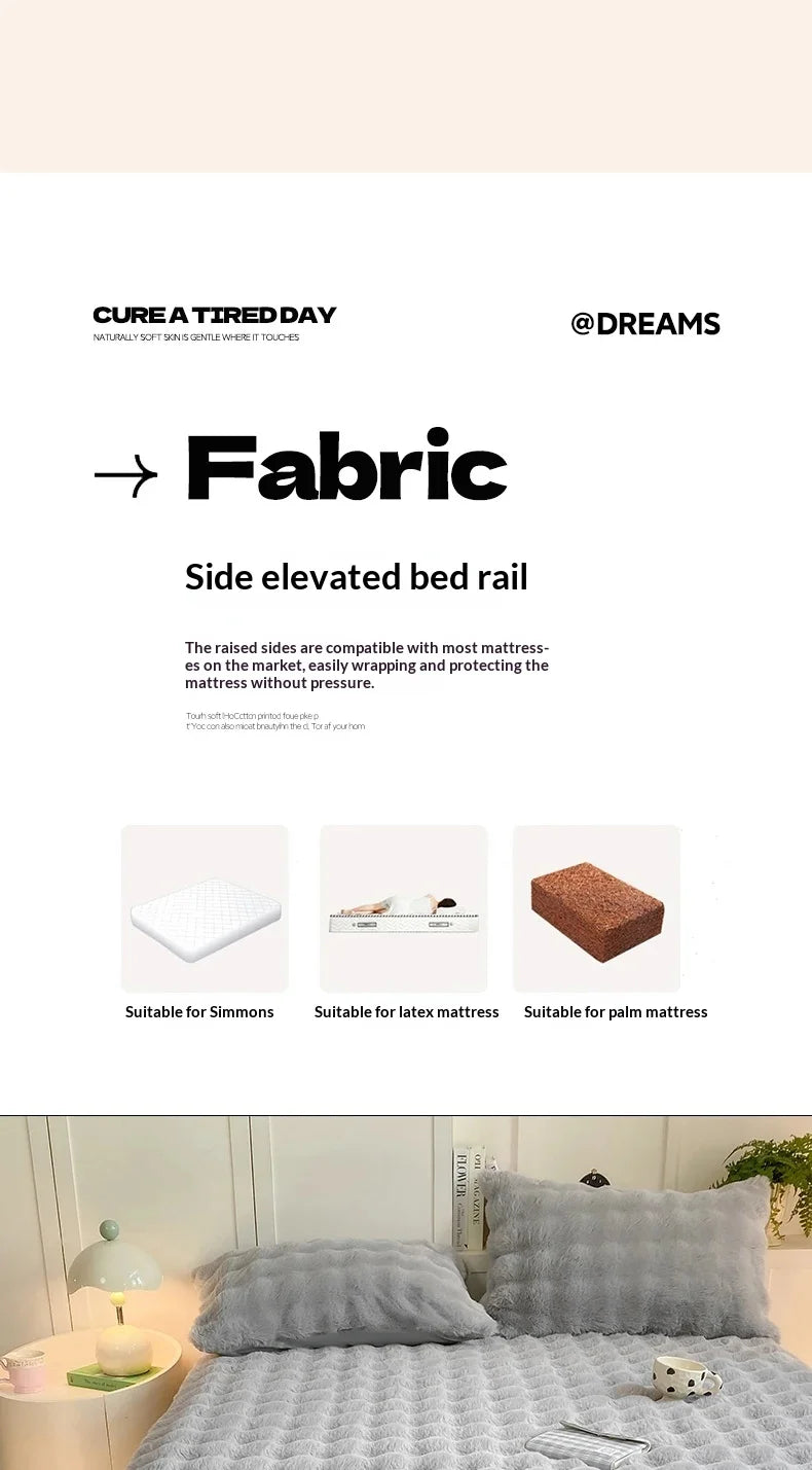 Fluffy Plush Fitted Bed Sheet for Winter