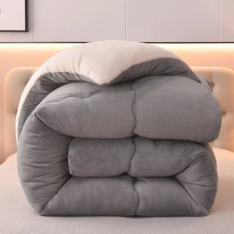 Solidcolor double-sided Duvet Lamb Wool quilt