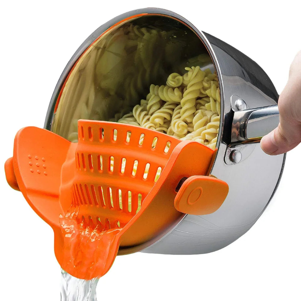 Adjustable Silicone Clip-On Strainer for Pots, Pans, and Bowls