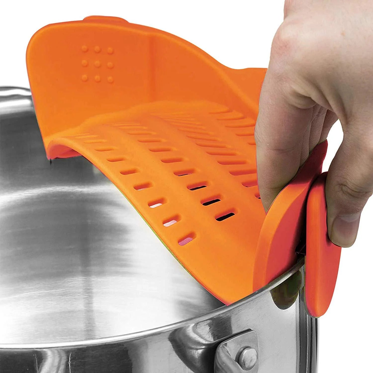 Adjustable Silicone Clip-On Strainer for Pots, Pans, and Bowls