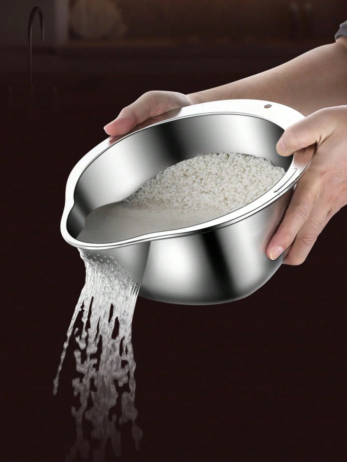 Stainless Steel Rice Washing Bowl