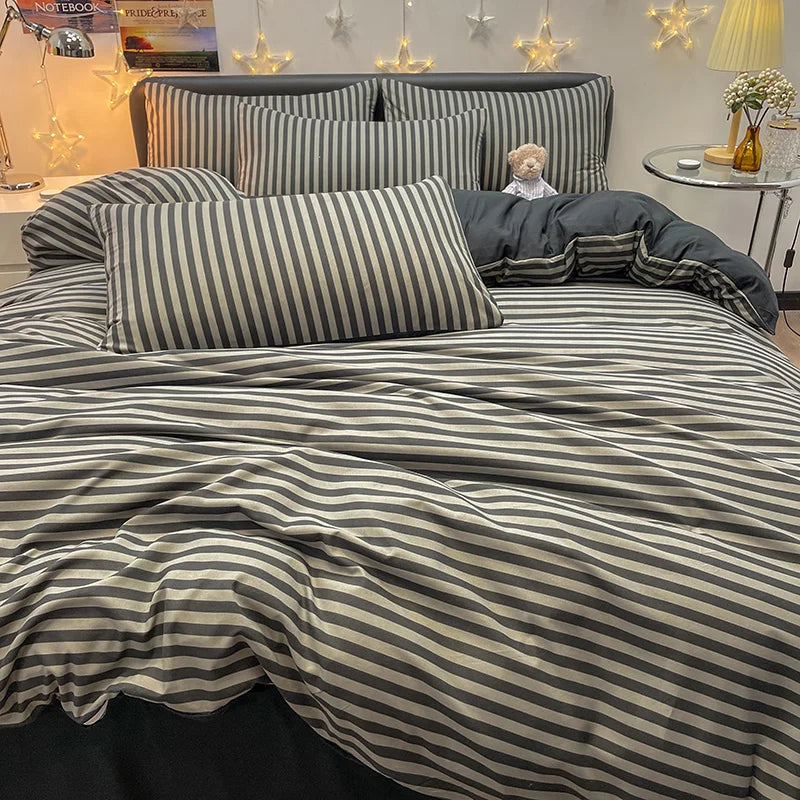 Nordic Plaid Pattern Wash Cotton Bedding Set