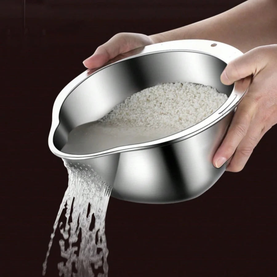 Stainless Steel Rice Washing Bowl