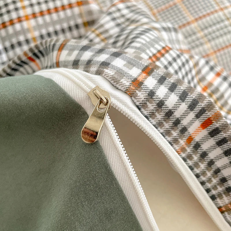 Nordic Plaid Pattern Wash Cotton Bedding Set