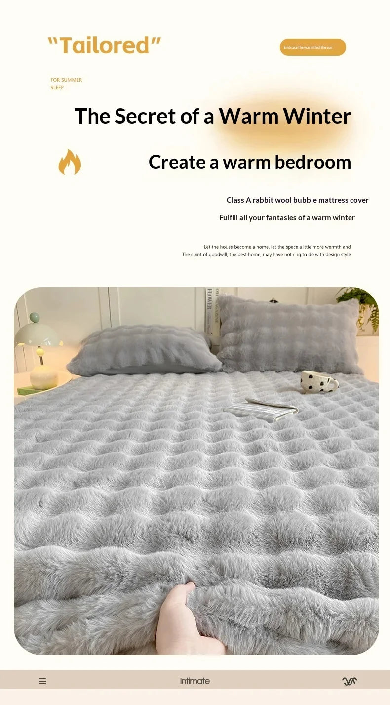 Fluffy Plush Fitted Bed Sheet for Winter