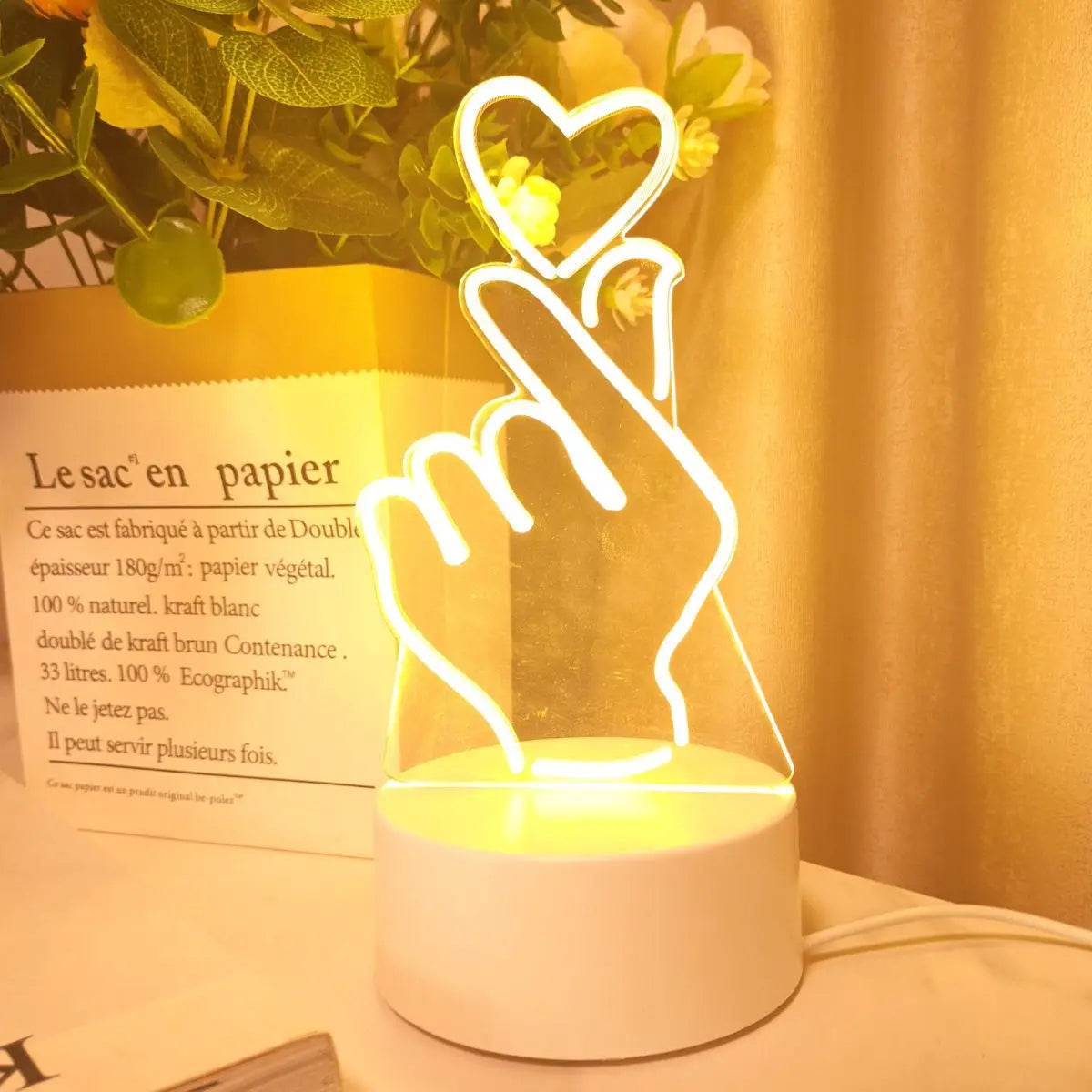 Finger heart 3D night light