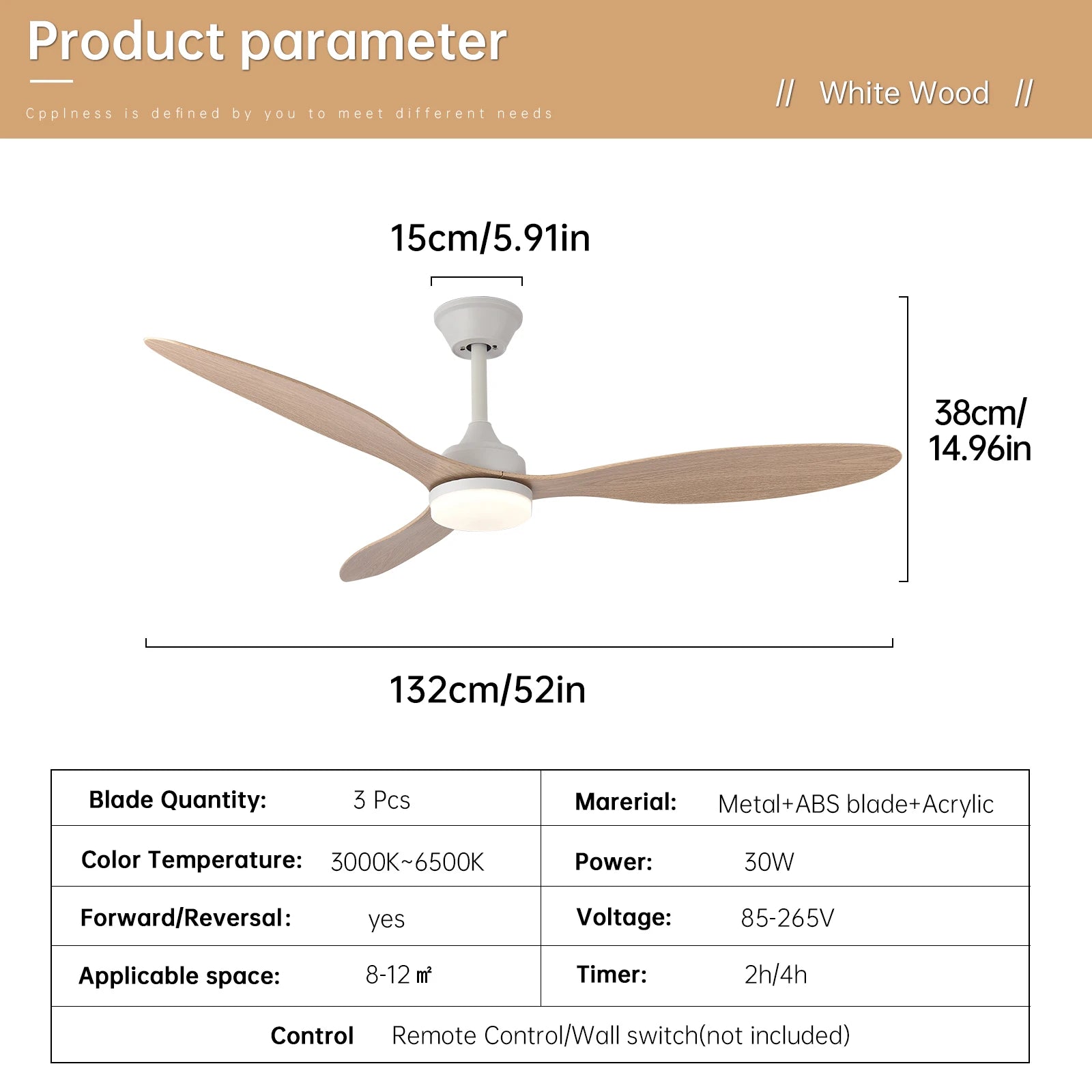Low Profile Ceiling Fan with remote control 25/42/52