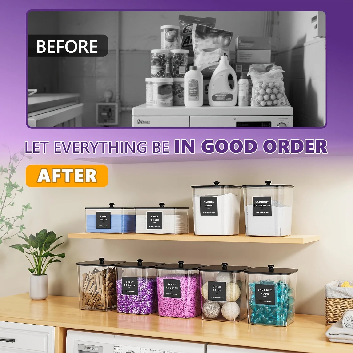 3 Pack Laundry Room Organization Containers
