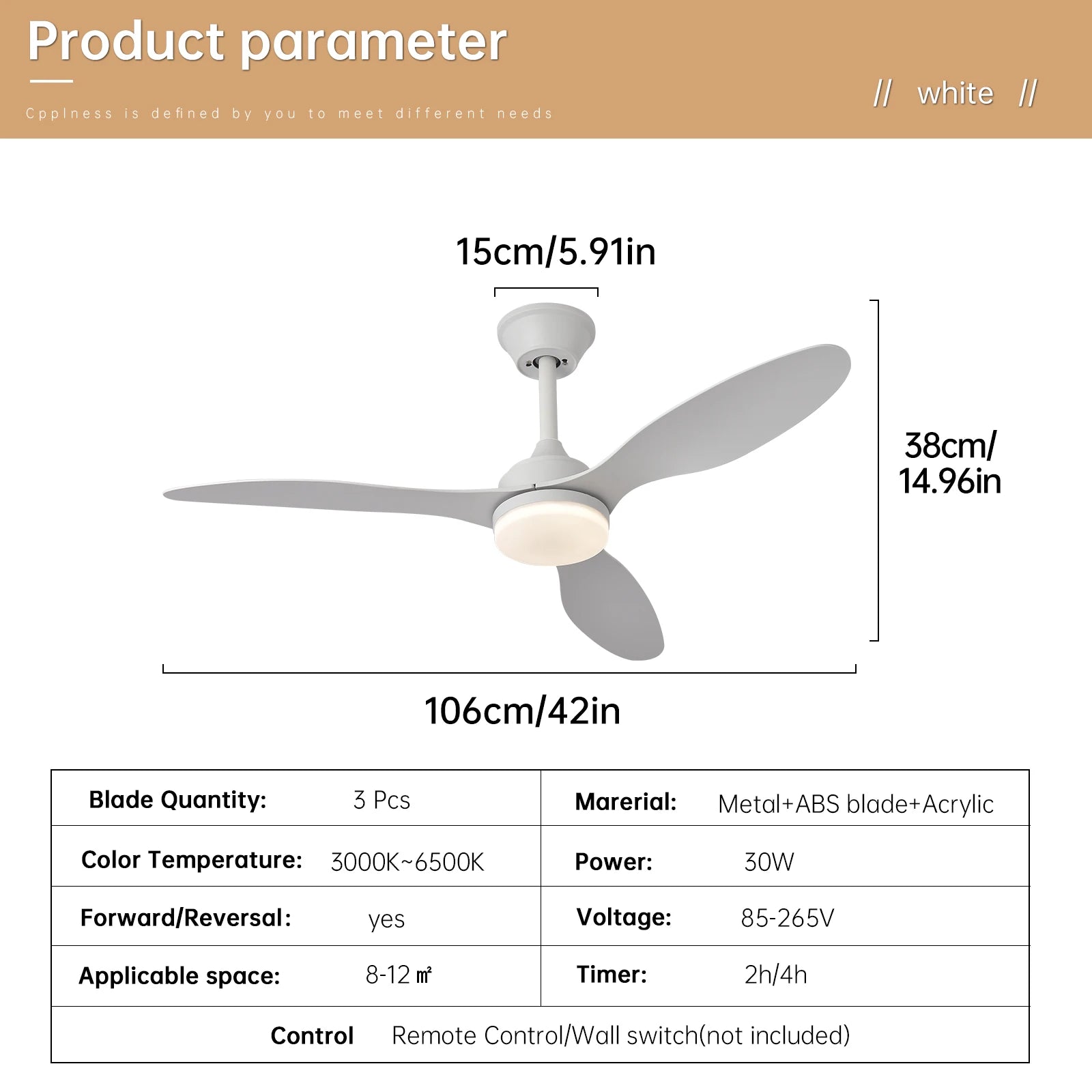 Low Profile Ceiling Fan with remote control 25/42/52
