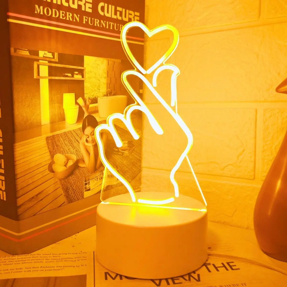 Finger heart 3D night light