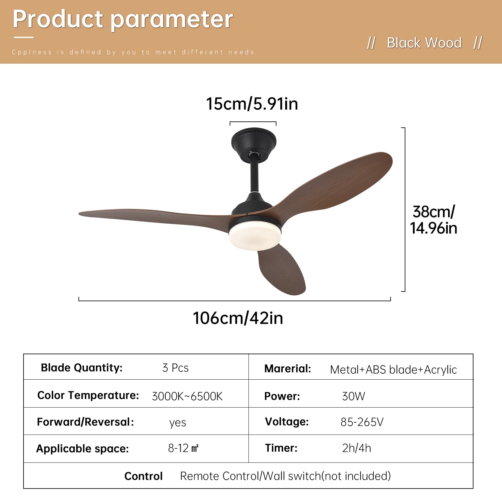 Low Profile Ceiling Fan with remote control 25/42/52
