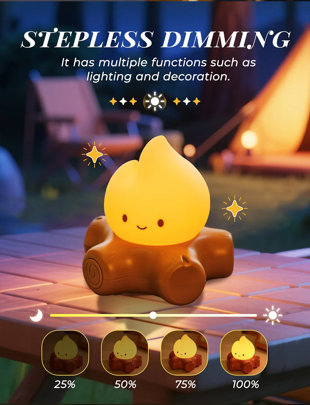 Campfire Night Light With White Noise
