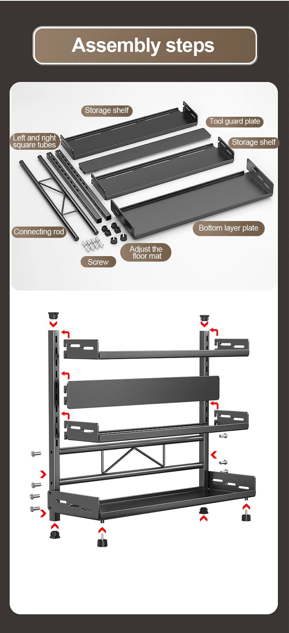 3 Tier Spice Storage Rack for Countertop