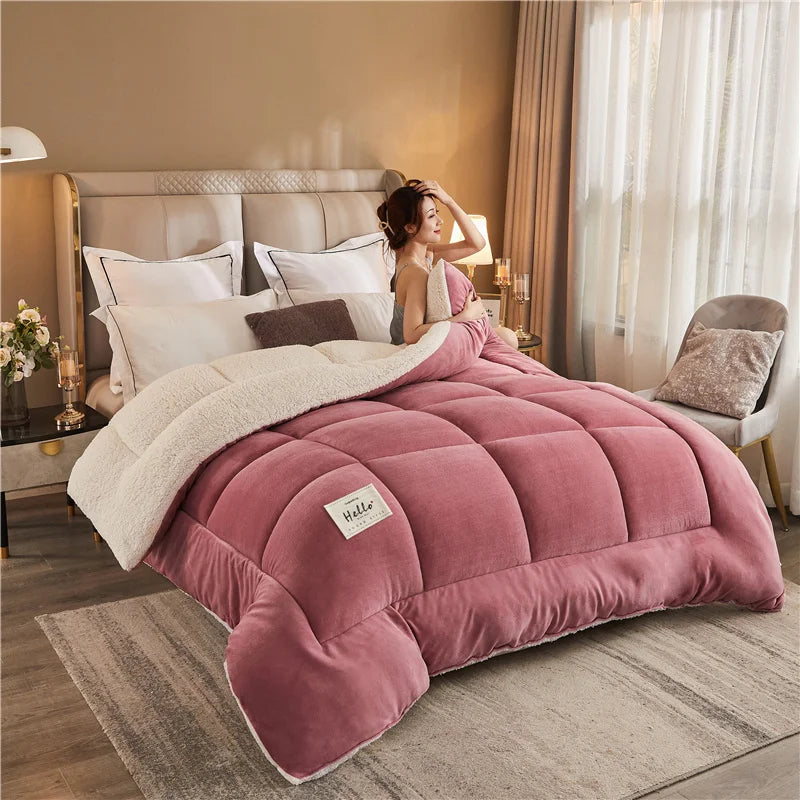 Thick weighted Milk Fleece Warm Blanket