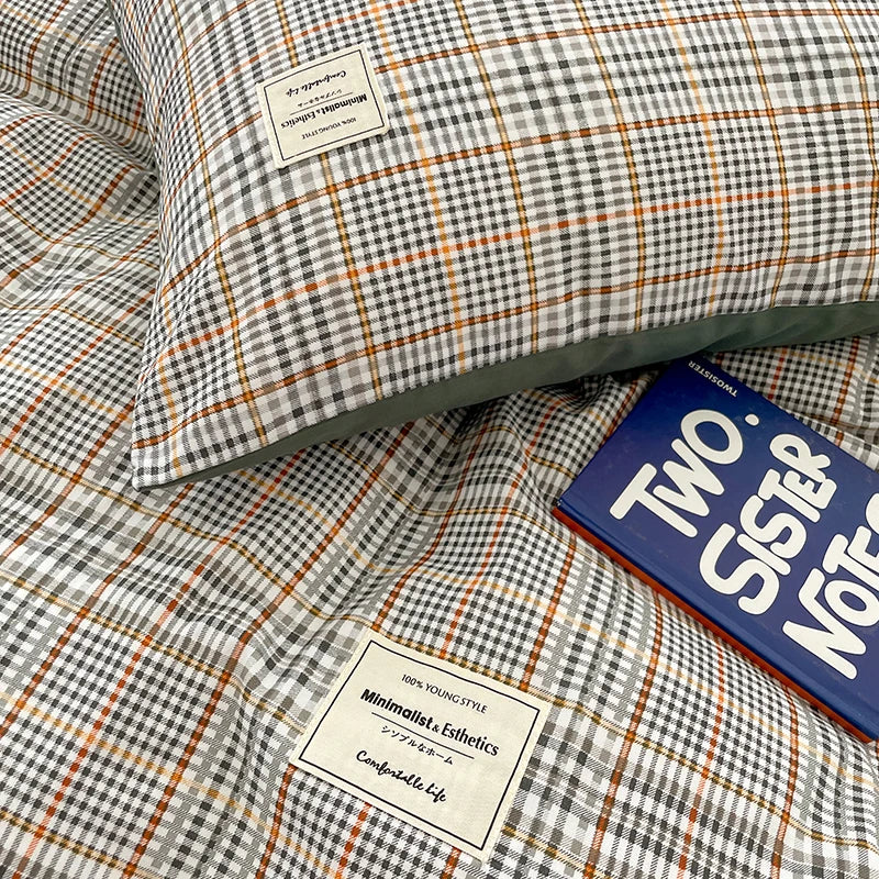 Nordic Plaid Pattern Wash Cotton Bedding Set