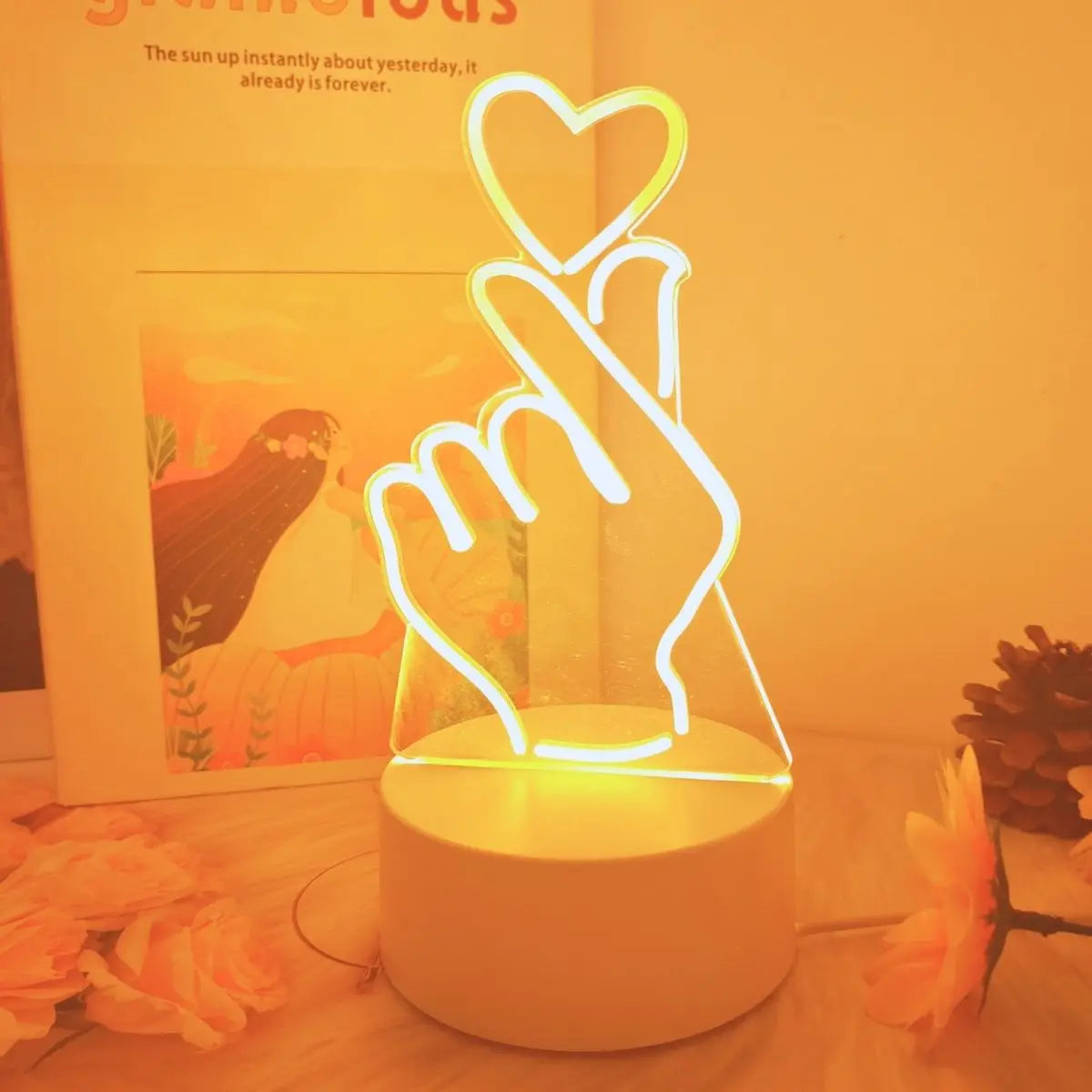 Finger heart 3D night light