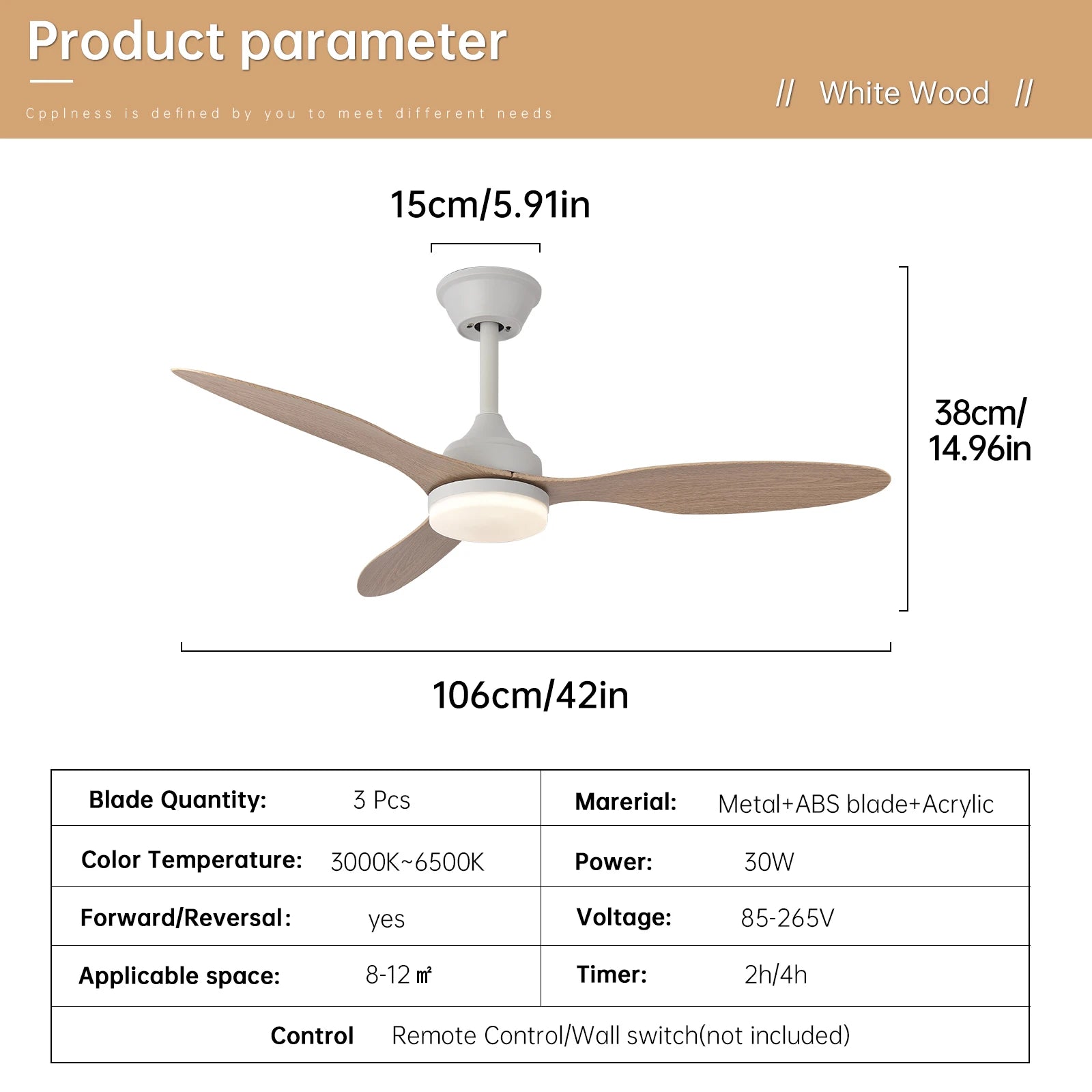Low Profile Ceiling Fan with remote control 25/42/52