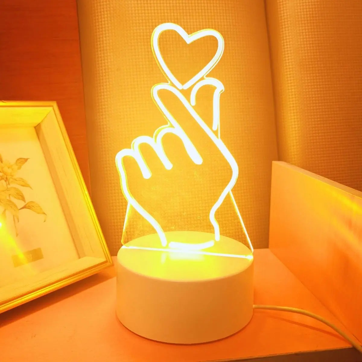 Finger heart 3D night light