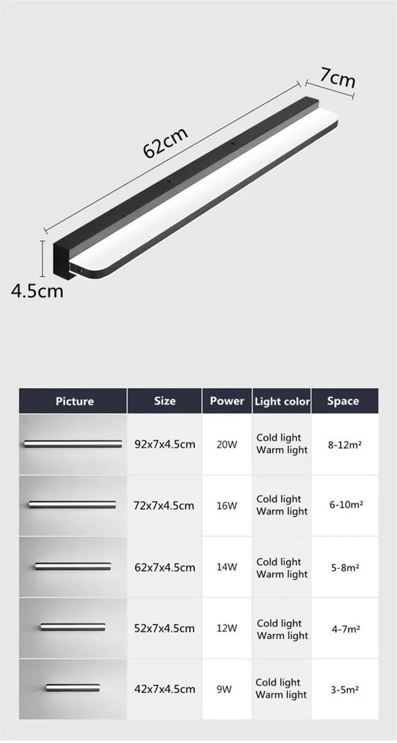 Led modern mirror wall light