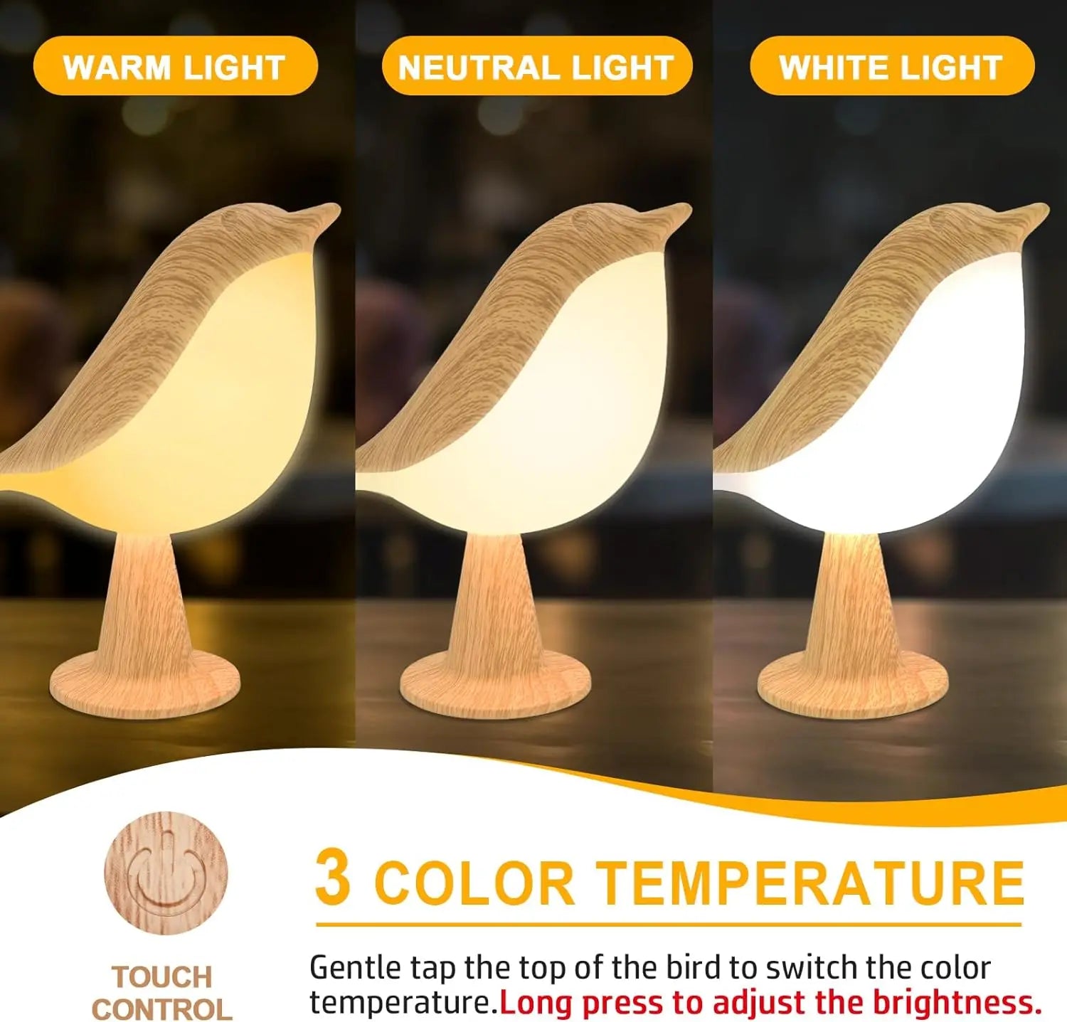 1pc LED Touch-Control Bird Lamp