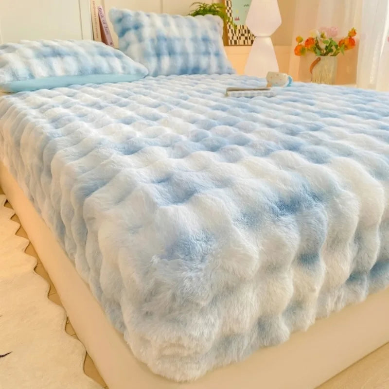 Fluffy Plush Fitted Bed Sheet for Winter