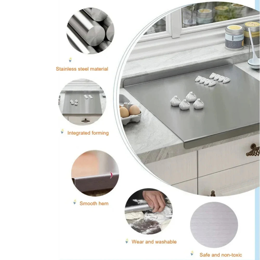 L-shaped Stainless Steel Chopping Board