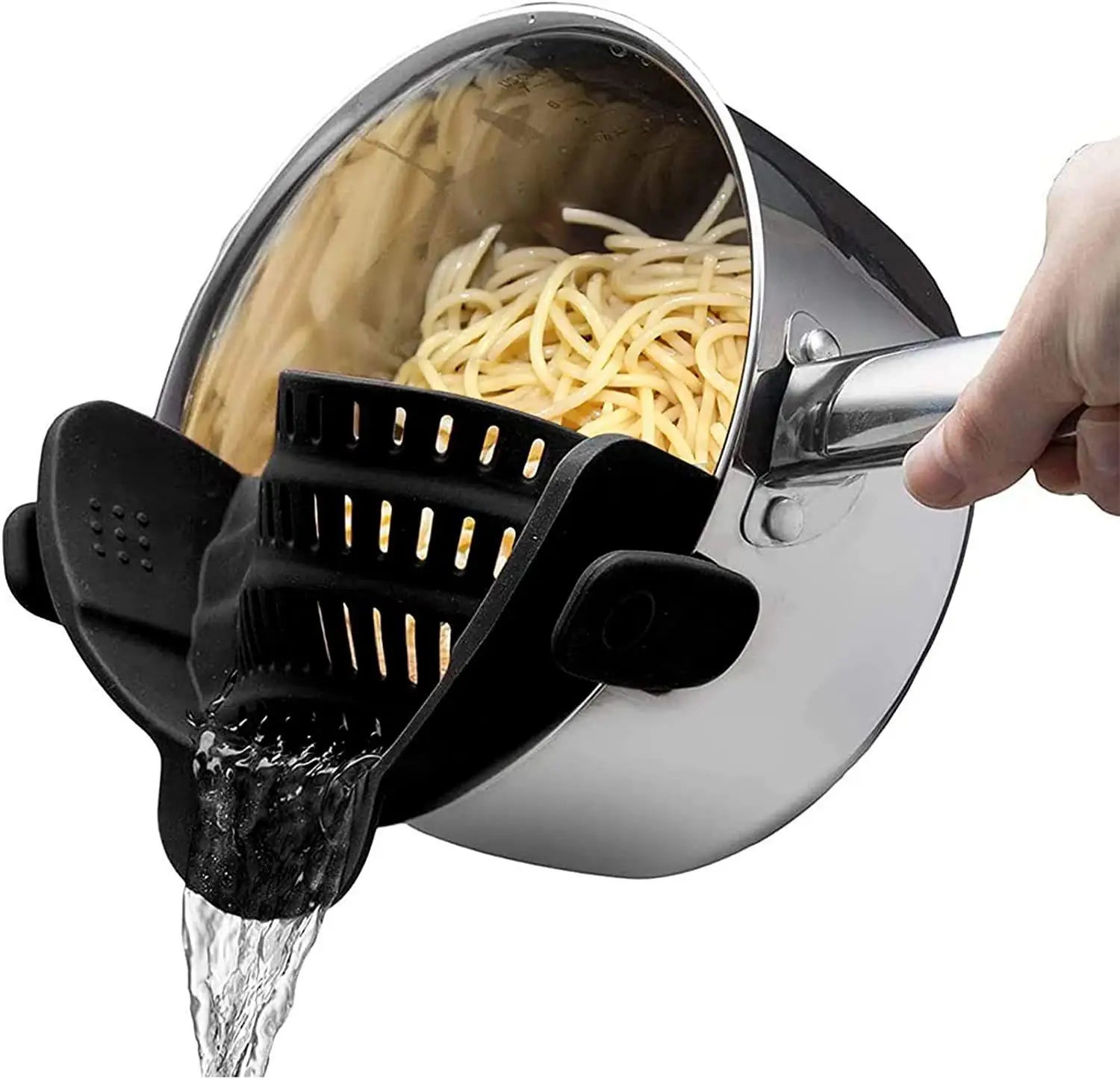Adjustable Silicone Clip-On Strainer for Pots, Pans, and Bowls
