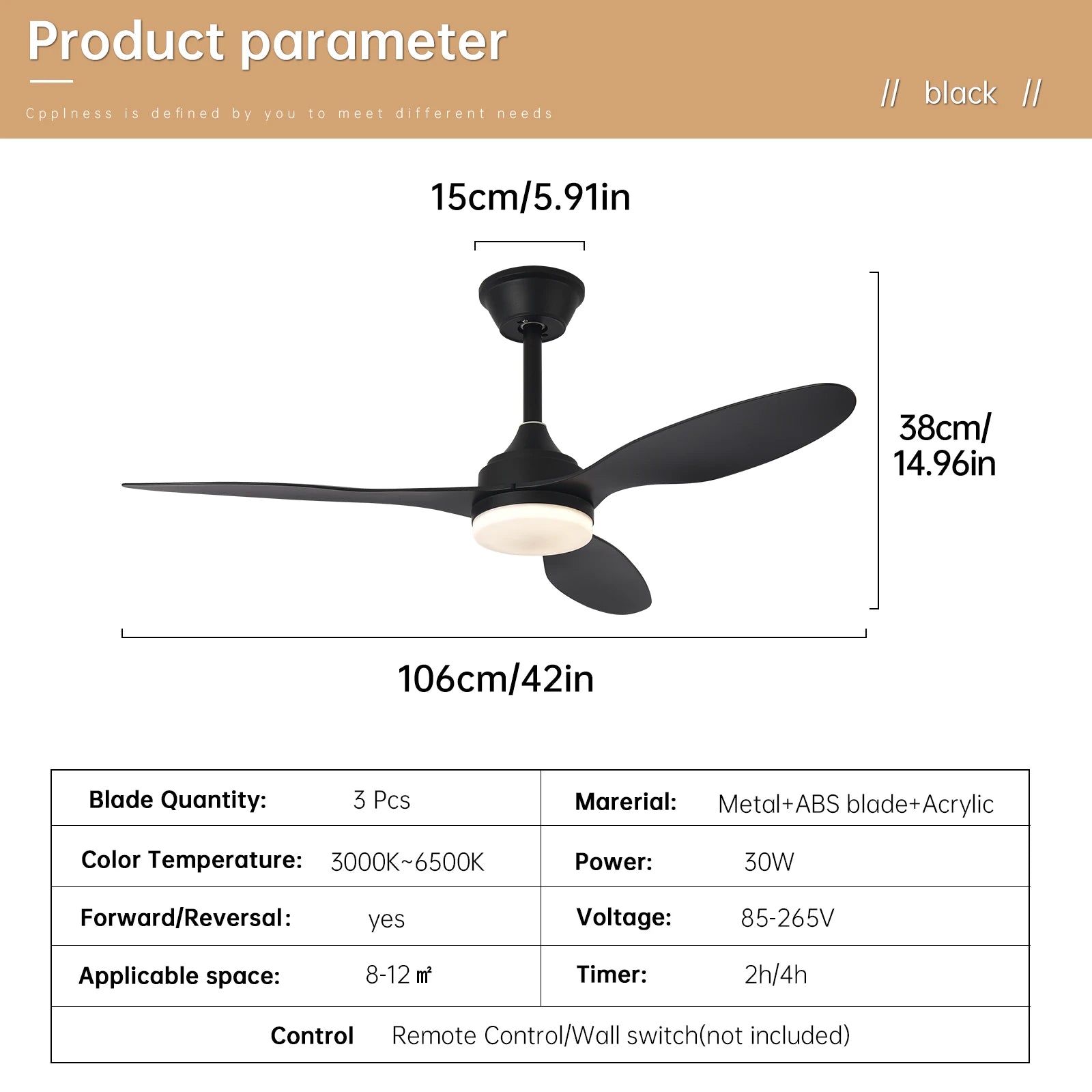 Low Profile Ceiling Fan with remote control 25/42/52