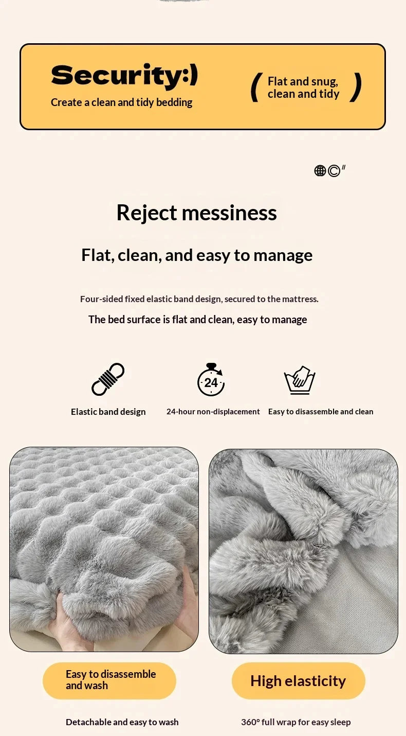 Fluffy Plush Fitted Bed Sheet for Winter