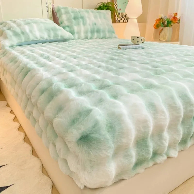 Fluffy Plush Fitted Bed Sheet for Winter
