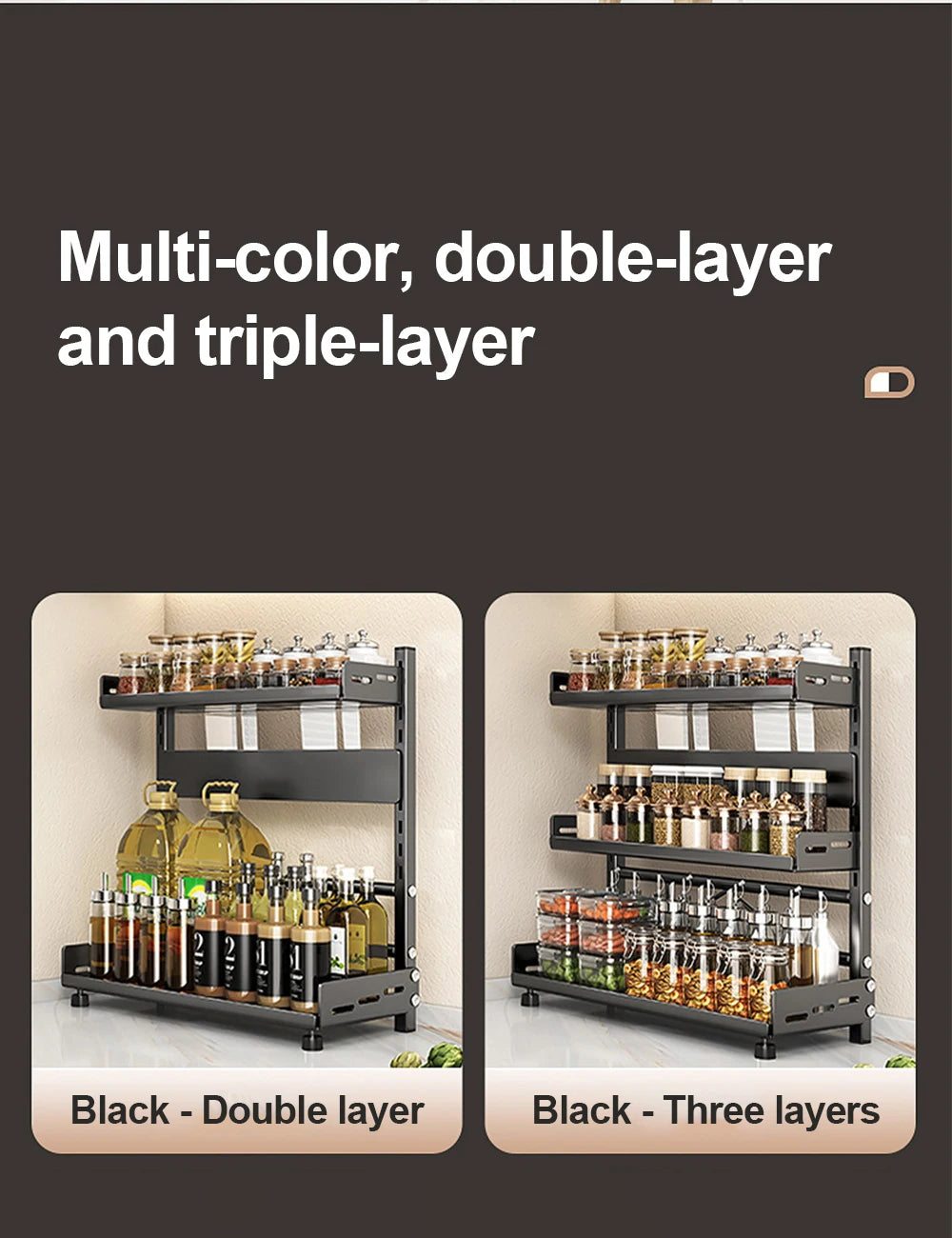 3 Tier Spice Storage Rack for Countertop