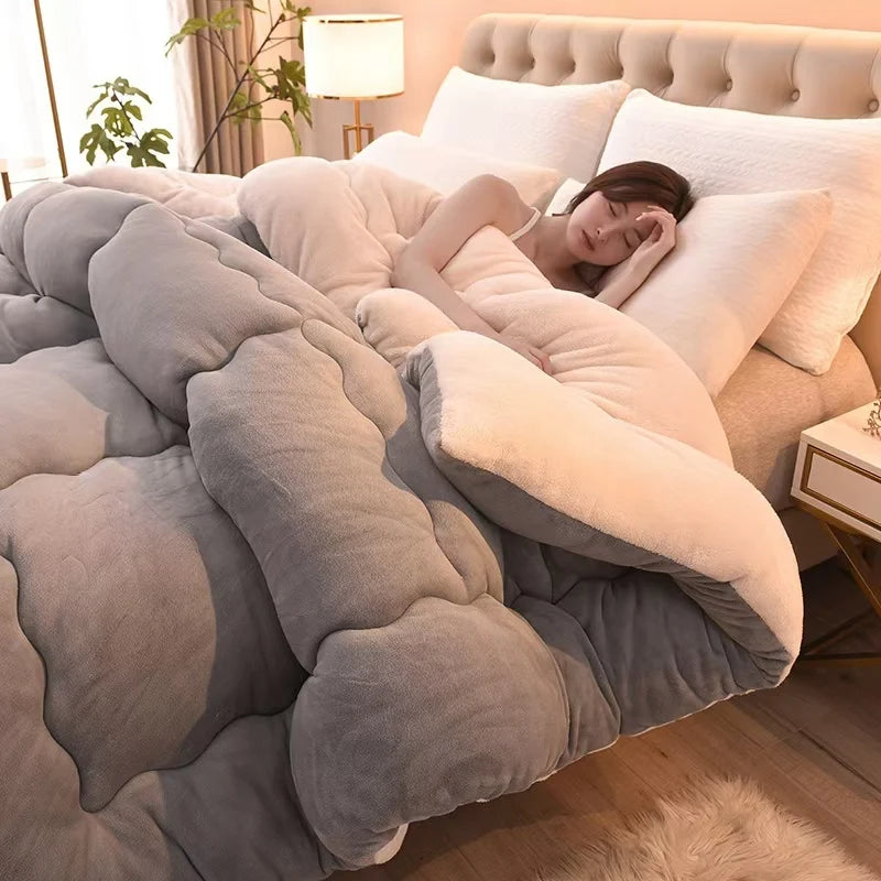 Solidcolor double-sided Duvet Lamb Wool quilt