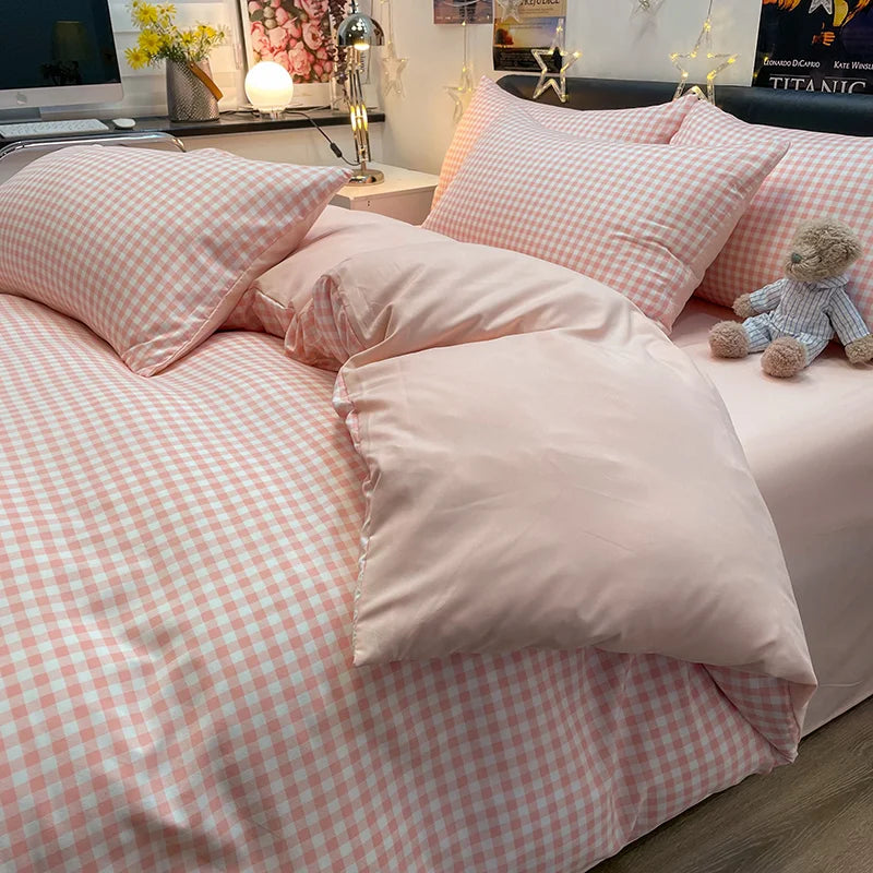 Nordic Plaid Pattern Wash Cotton Bedding Set